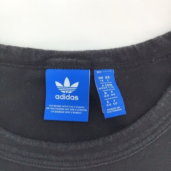 Adidas Women's Black White Long Sleeve Crew Neck Crop Top Size Large - Picture 4 of 12